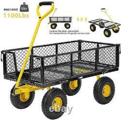 Heavy Duty Metal Black Garden Cart Folding Utility Trolley Garden Home