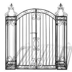 Heavy Duty Wrought Iron Metal Arched Scroll Tall Garden Gate Strength Dual Gates