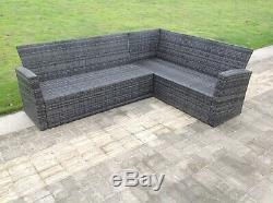 High back rattan sofa set chair coffee table outdoor garden furniture mixed grey