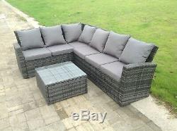 High back rattan sofa set square table outdoor garden furniture mixed grey