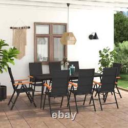 Home 9 Piece Garden Dining Set Black and Brown New