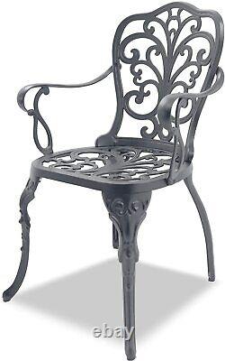 Homeology BANGUI Garden & Patio Table & 4 Large Chairs Bistro Set Grey