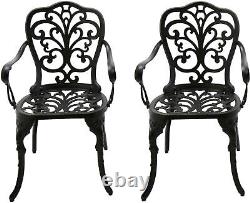 Homeology Bangui 2-Large Garden & Patio Chairs with Armrests in Black