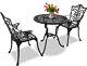 Homeology Tabreez Garden & Patio Durable Table & 2 Chairs Black Bistro Set