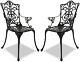 Homeology Tabreez 2-large Garden & Patio Bistro Chairs With Armrests In Black