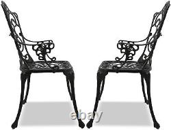 Homeology Tabreez 2-Large Garden & Patio Bistro Chairs with Armrests in Black