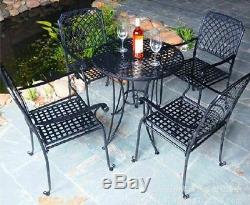 INDOOR OUTDOOR TABLE & CHAIRS PATIO SET Metal Garden Balcony Cafe Black White