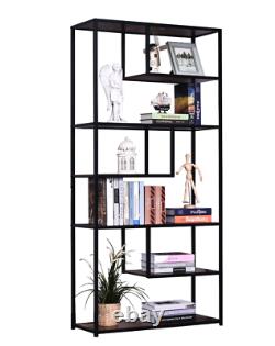 Industrial Metal Bookcase Vintage Retro Shelving Unit Tall Display Rack Cabinet