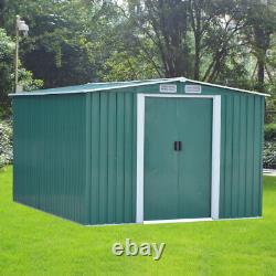 Large 10 X 8FT Metal Garden Storage Shed Apex Roof Outdoor Storage with FOUNDATION