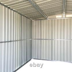 Large 8FT X 10FT Metal Garden Storage Shed Apex Roof 2 Sliding Doors FREE BASE