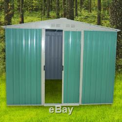 Large 8X10ft Garden Shed Metal Apex Roof Outdoor Storage with Free Foundation UK