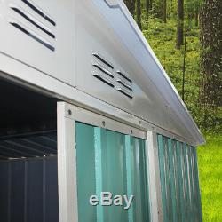Large 8X10ft Garden Shed Metal Apex Roof Outdoor Storage with Free Foundation UK