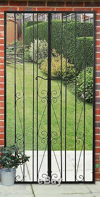 Large Black Gate Effect Mirror Metal Outdoor Acrylic Garden Illusion Door