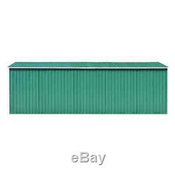 Large Garden Shed 257x597x178cm Metal Green Outdoor Tool Storage House Cabin 6M