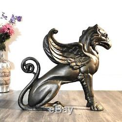 Large Metal Gargoyle Griffin Statues for Driveway Entrance or Decor in Garden