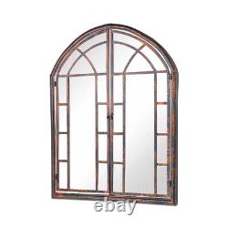 Large Rustic Metal Arched Shaped Bronze Garden opening Mirror New 78cm X 61cm