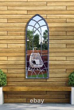 Large Rustic Metal Arched Shaped Window Garden Outdoor Mirror New 121cm X 45cm