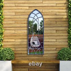 Large Rustic Metal Arched Shaped Window Garden Outdoor Mirror New 121cm X 45cm