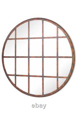 Large Rustic Metal Circle Shaped Bronze Garden Mirror New 80cm X 80cm