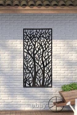 Large Rustic Metal Rectangular Garden Screen Tree Effect New for 2022 120 x 60cm