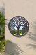 Large Rustic Metal Round Garden Mirror Silver Tree Decal New 99cm X 99cm