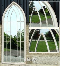 Lewis Antique Sandy Metal Garden Outdoor Arched Window Wall Mirror 154cm x 60cm