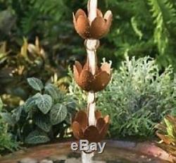 Lily Cup Rain Chain Lotus Flower Metal Garden Art Decor Pond 96
