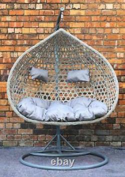 Luxury Pe Rattan Swing Egg Chair Garden Patio In/Outdoor Hanging Wicker Chair