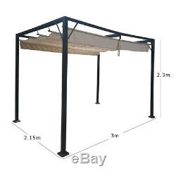 Manhattan Metal Gazebo with Retractable Roof 3x2.15 Marquee Canopy Awning Garden