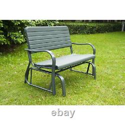 Metal 2-Seater Outdoor Garden Rocker Bench Green