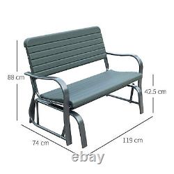 Metal 2-Seater Outdoor Garden Rocker Bench Green