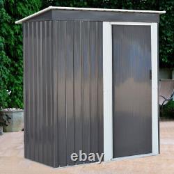 Metal 5ft x 2ft6 Garden Shed Outdoor Tools Storage Pent House with Sliding Door