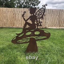 Metal Fairy Garden Statue, Gift or Present For Him Her Mum Dad Gardener Friend
