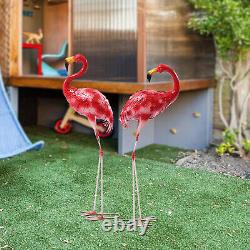 Metal Flamingo Home and Garden Ornament Crafted Indoor Outdoor Statue Sculptures