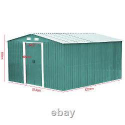 Metal Garden Apex Waterproof Shed XXL 12ft x 10ft Storage Sheds WITH FLOOR BASE
