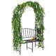 Metal Garden Arch With 2-seat Bench Outdoor Trellis Pergola Patio Arbor Archway