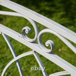 Metal Garden Arch With Bench Seat Distressed Cream Climbing Rose Arbour Vintage