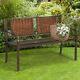 Metal Garden Bench With Rattan Styling Backrest