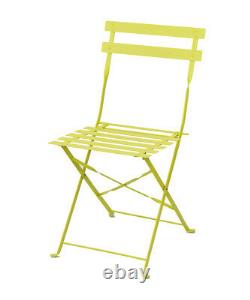 Metal Garden Bistro Set Outdoor Patio Furniture Chairs Table 3PC Lime Green