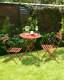 Metal Garden Bistro Set Outdoor Patio Furniture Chairs Table 3pc Peach