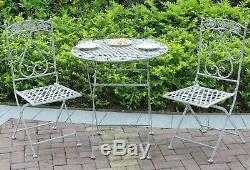 Metal Garden Bistro Set Patio Furniture Outdoor 3 Piece Table Chairs Vintage