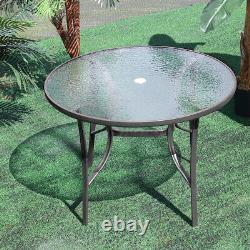 Metal Garden Dining Set Glass Parasol Table And Chairs 2-6 Seater Outdoor Dining