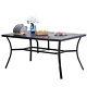 Metal Garden Dining Table Outdoor Patio Table With Umbrella Hole For 6 Person