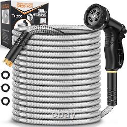 Metal Garden Hose, Water, Stainless Steel Heavy Duty, 10 Function Nozzle, No-Kink