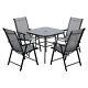 Metal Garden Patio Furniture Set Parasol Table & Folding Stacking Chair 2/4 Seat