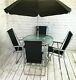 Metal Garden Patio Furniture Table And Chair Set With Folding Chairs (6 Piece)