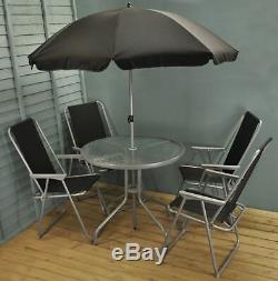 Metal Garden Patio Furniture Table and Chair Set with Folding Chairs (6 Piece)