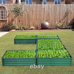 Metal Garden Raised Bed Vegetable Herbs Planter Box Outdoor Flower Grow Trough