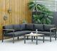 Metal Garden Set Large Corner Sofa Cushions Patio Coffee Table Lounge Furniture