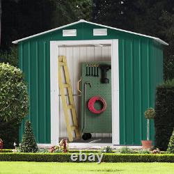 Metal Garden Shed 6 X 4 Outdoor Storage Tool House Sliding Door WITH FREE BASE